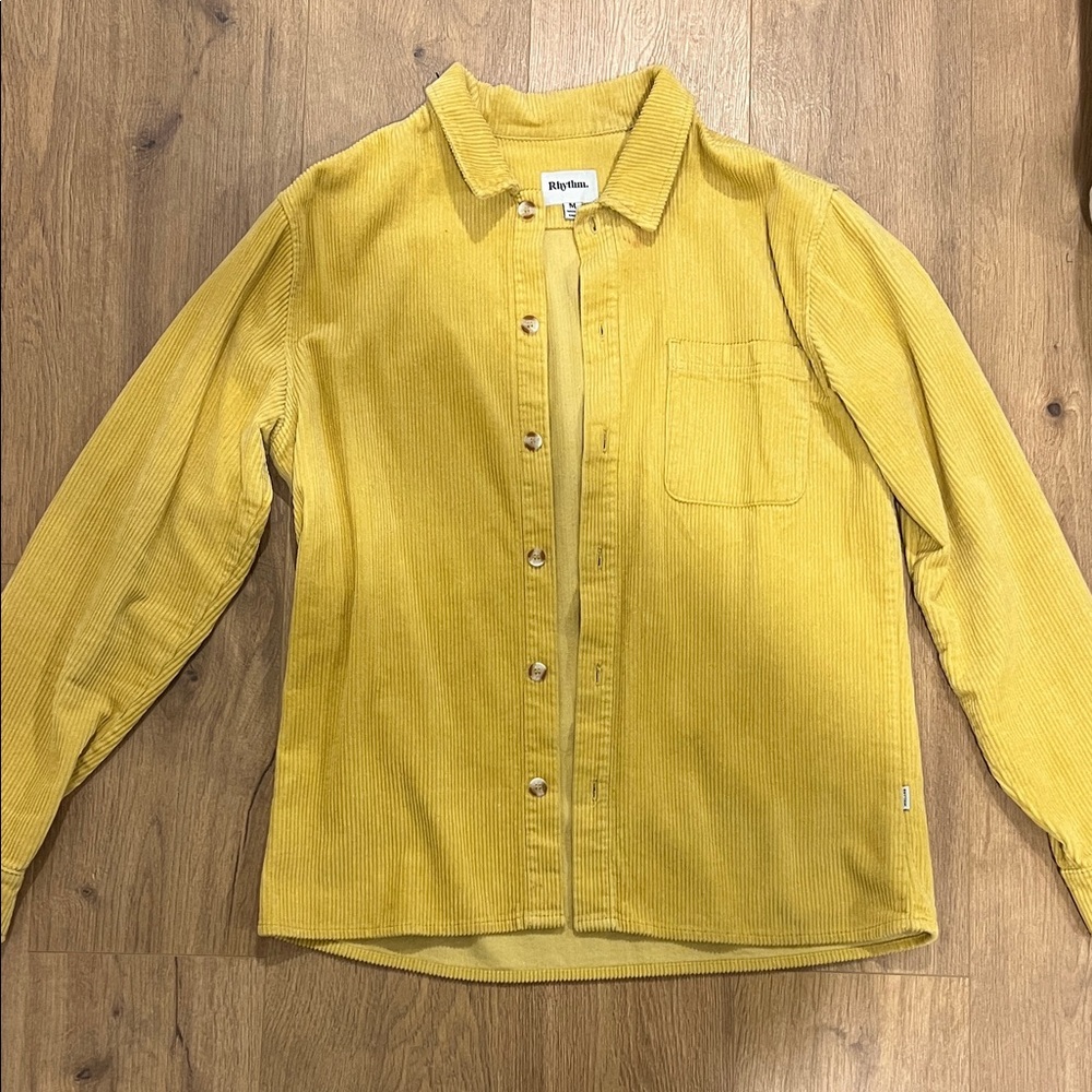 Rhythm Yellow Button-Up Corduroy Shirt